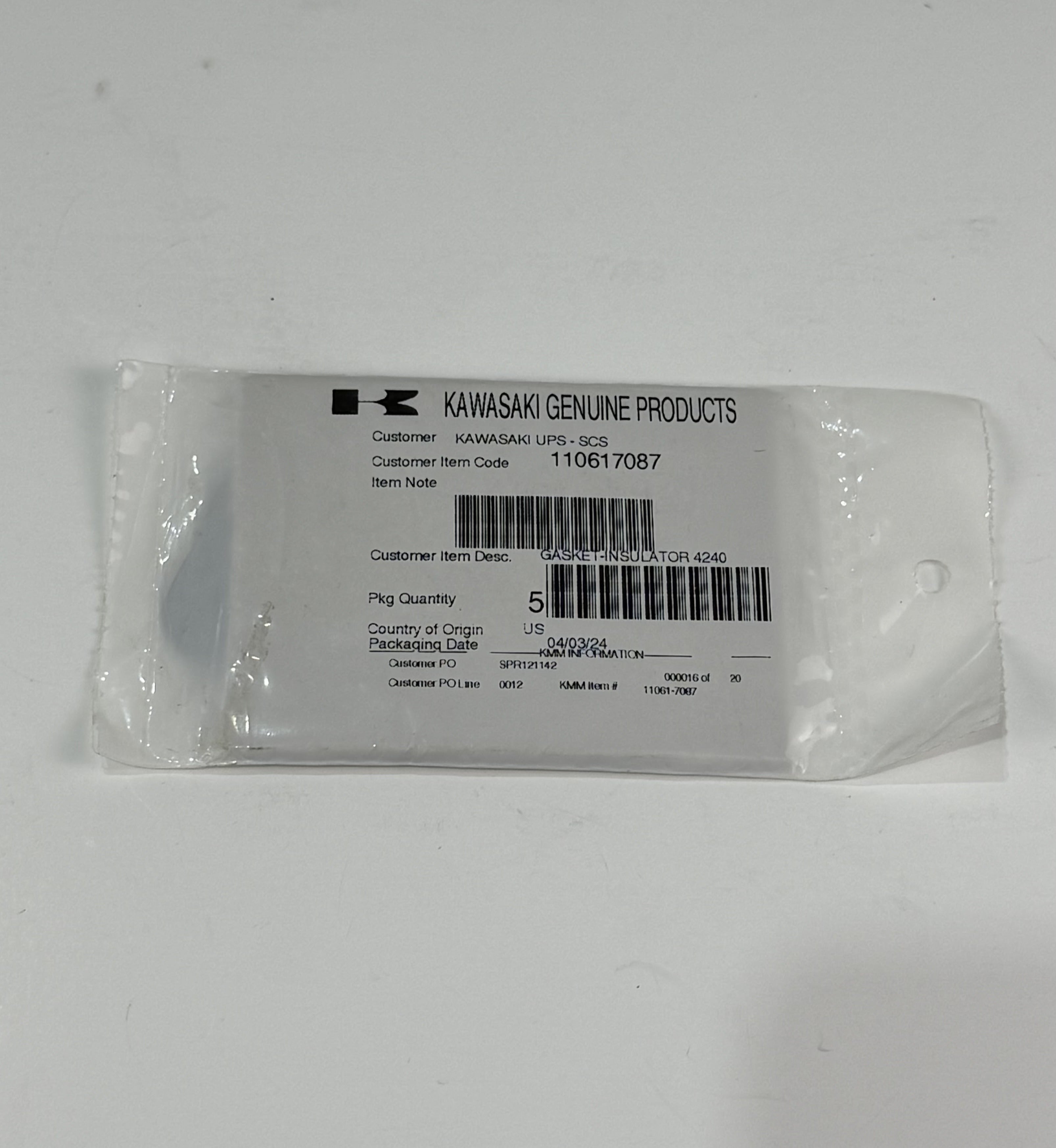Kawasaki 11061-7087 - Gasket, Insulator